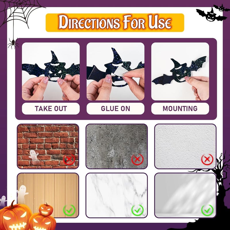 DELEMI 120 Pcs 3D Pumpkins Halloween Decorations,Waterproof Spooky Halloween Wall Decor Black Sticker for Party Supplies Wall Window (Black Pumpkin) - Image 3